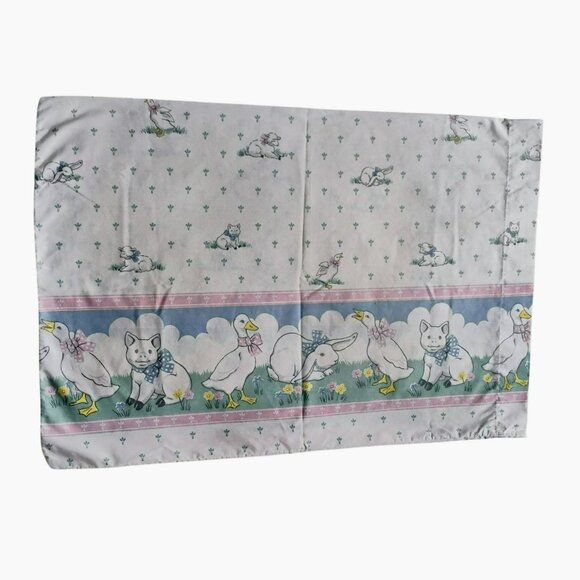 Vintage Fieldcrest Perfection Spring Farm Animal Pillowcase 80s Goose Pig Lamb - Picture 1 of 7